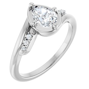 10K White Gold 7x5 mm Pear Ring Mounting