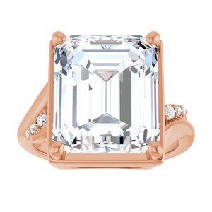 10K Rose Gold 13x11 mm Emerald Ring Mounting – image 5
