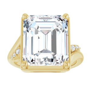 14K Yellow Gold 13x11 mm Emerald Ring Mounting – image 5