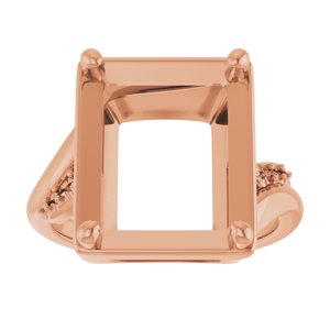 18K Rose Gold 13x11 mm Emerald Ring Mounting – image 6