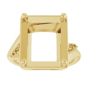 14K Yellow Gold 13x11 mm Emerald Ring Mounting – image 6