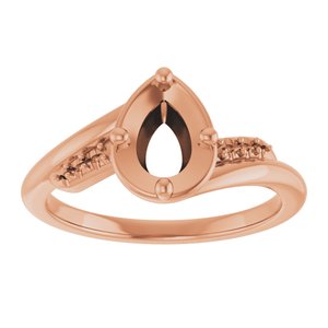 18K Rose Gold 7x5 mm Pear Ring Mounting – image 6