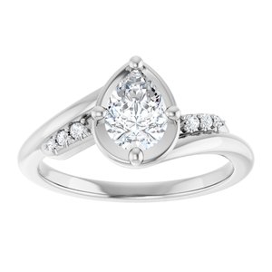 10K White Gold 7x5 mm Pear Ring Mounting – image 5