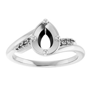 14K X1 White Gold 7x5 mm Pear Ring Mounting – image 6