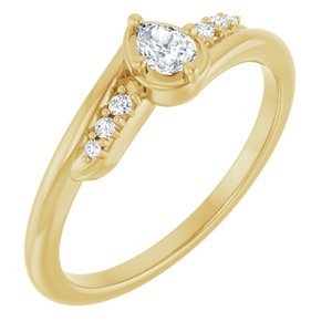 18K Yellow Gold 4x3 mm Pear Ring Mounting
