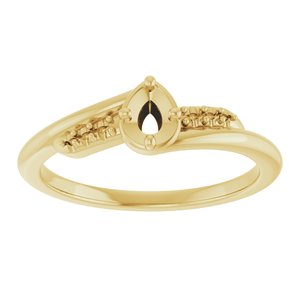 14K Yellow Gold 4x3 mm Pear Ring Mounting – image 6