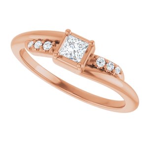 14K Rose Gold 3x3 mm Square Ring Mounting – image 8