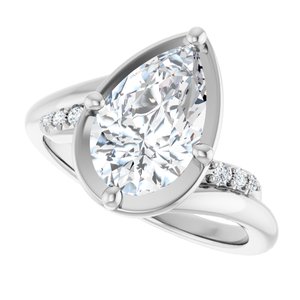 10K White Gold 11.5x7 mm Pear Ring Mounting – image 8