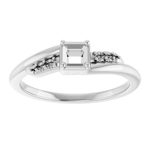 14K White Gold 3x3 mm Square Ring Mounting – image 6