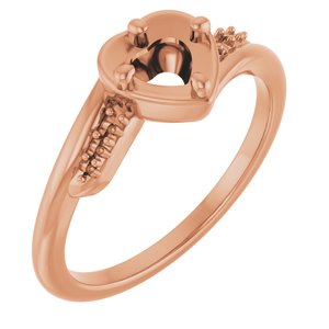 10K Rose Gold 5x5 mm Heart Ring Mounting – image 2