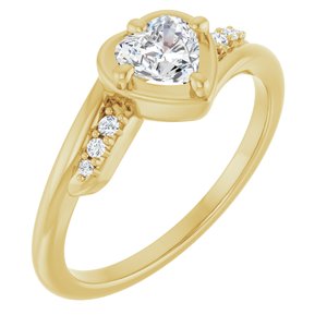 14K Yellow Gold 5x5 mm Heart Ring Mounting