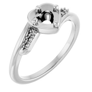 14K X1 White Gold 5x5 mm Heart Ring Mounting – image 2