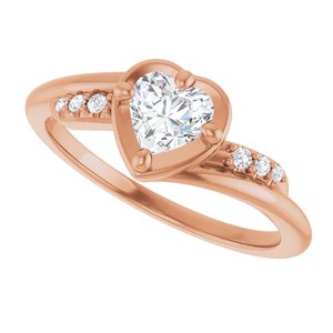 10K Rose Gold 5x5 mm Heart Ring Mounting – image 8