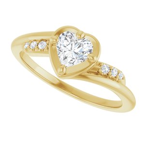 14K Yellow Gold 5x5 mm Heart Ring Mounting – image 8
