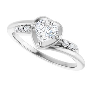 18K White Gold 5x5 mm Heart Ring Mounting – image 8