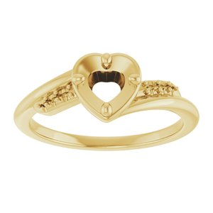 10K Yellow Gold 5x5 mm Heart Ring Mounting – image 6