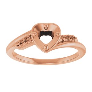 10K Rose Gold 5x5 mm Heart Ring Mounting – image 6