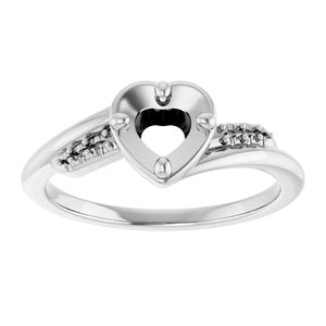 10K White Gold 5x5 mm Heart Ring Mounting – image 6