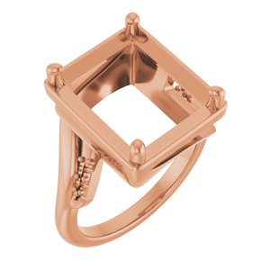 10K Rose Gold 13x11 mm Emerald Ring Mounting – image 2