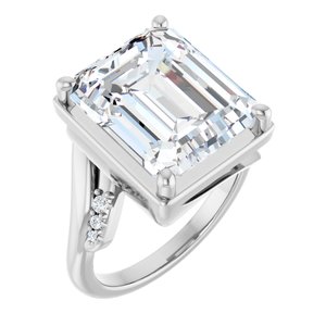 18K White Gold 13x11 mm Emerald Ring Mounting