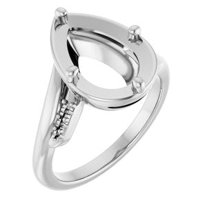 Sterling Silver 12x8 mm Pear Ring Mounting – image 2