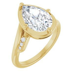 18K Yellow Gold 12x8 mm Pear Ring Mounting