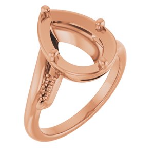 14K Rose Gold 12x8 mm Pear Ring Mounting – image 2