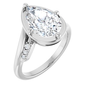 Sterling Silver 12x8 mm Pear Ring Mounting