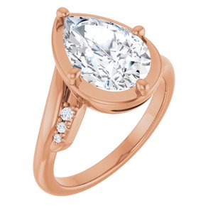 18K Rose Gold 12x8 mm Pear Ring Mounting
