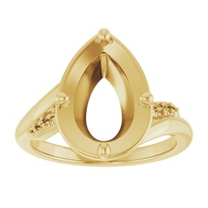 14K Yellow Gold 12x8 mm Pear Ring Mounting – image 6