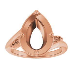 14K Rose Gold 12x8 mm Pear Ring Mounting – image 6