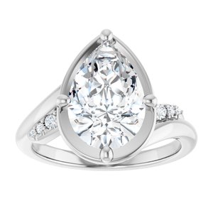 10K White Gold 12x8 mm Pear Ring Mounting – image 5