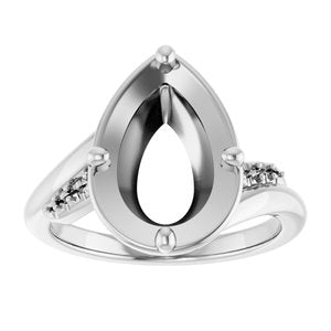 14K X1 White Gold 12x8 mm Pear Ring Mounting – image 6