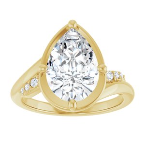 14K Yellow Gold 12x8 mm Pear Ring Mounting – image 5