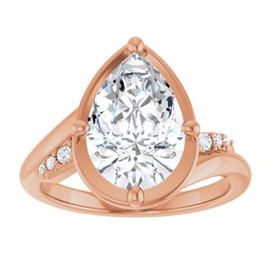 18K Rose Gold 12x8 mm Pear Ring Mounting – image 5