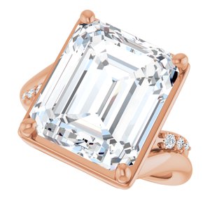 10K Rose Gold 13x11 mm Emerald Ring Mounting – image 8