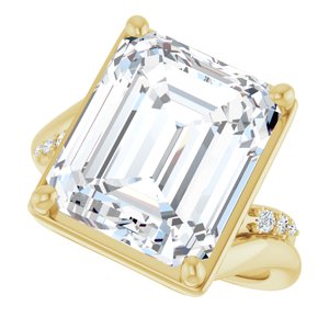 14K Yellow Gold 13x11 mm Emerald Ring Mounting – image 8
