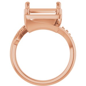 10K Rose Gold 13x11 mm Emerald Ring Mounting – image 4