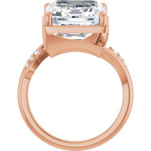 18K Rose Gold 13x11 mm Emerald Ring Mounting – image 3