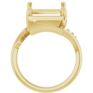 14K Yellow Gold 13x11 mm Emerald Ring Mounting – image 4