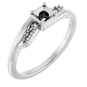 18K White Gold 3x3 mm Square Ring Mounting – image 2