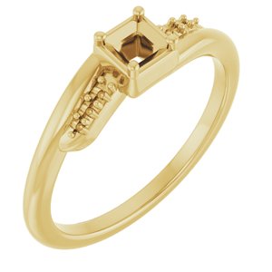 10K Yellow Gold 3x3 mm Square Ring Mounting – image 2