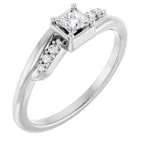 14K White Gold 3x3 mm Square Ring Mounting
