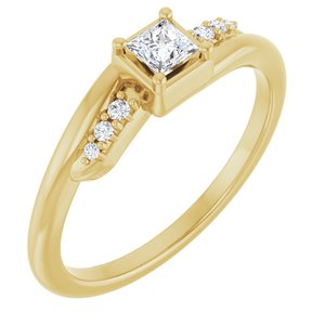 18K Yellow Gold 3x3 mm Square Ring Mounting