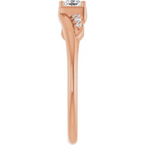 18K Rose Gold 3x3 mm Square Ring Mounting – image 7