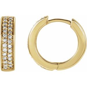 14K Yellow Gold 1/3 CTW Natural Diamond 14 mm Hoop Earrings