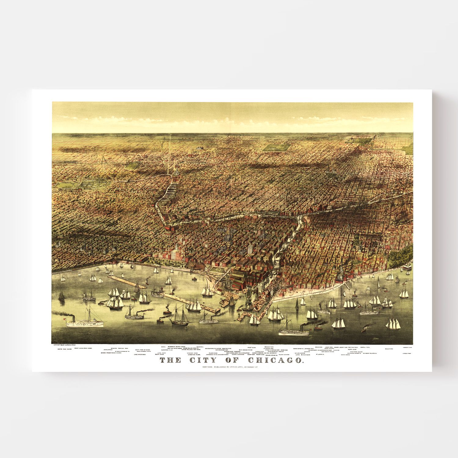 Vintage Map of Chicago, Illinois 1892