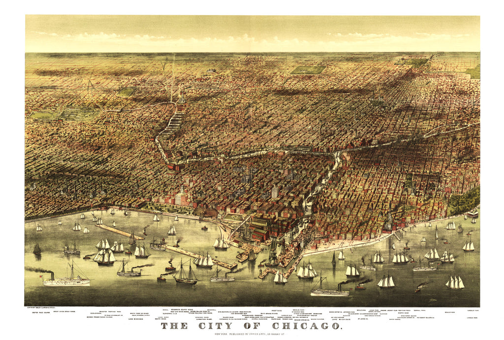 Vintage Map of Chicago, Illinois 1892