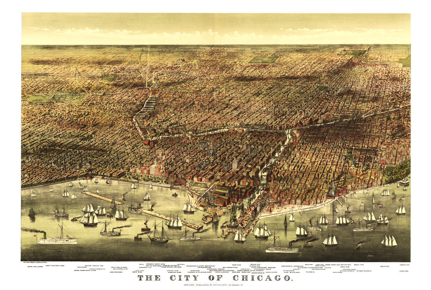 Vintage Map of Chicago, Illinois 1892