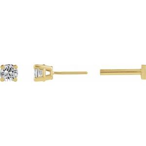 14K Yellow Gold 1/6 CT Lab-Grown Diamond  Earring